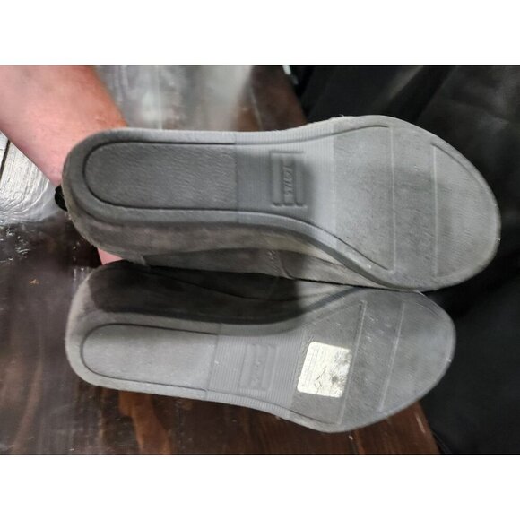 EUC TOMS Desert Wedge Gray Suede Lace-Up Booties/Sz. 6M - Picture 7 of 9